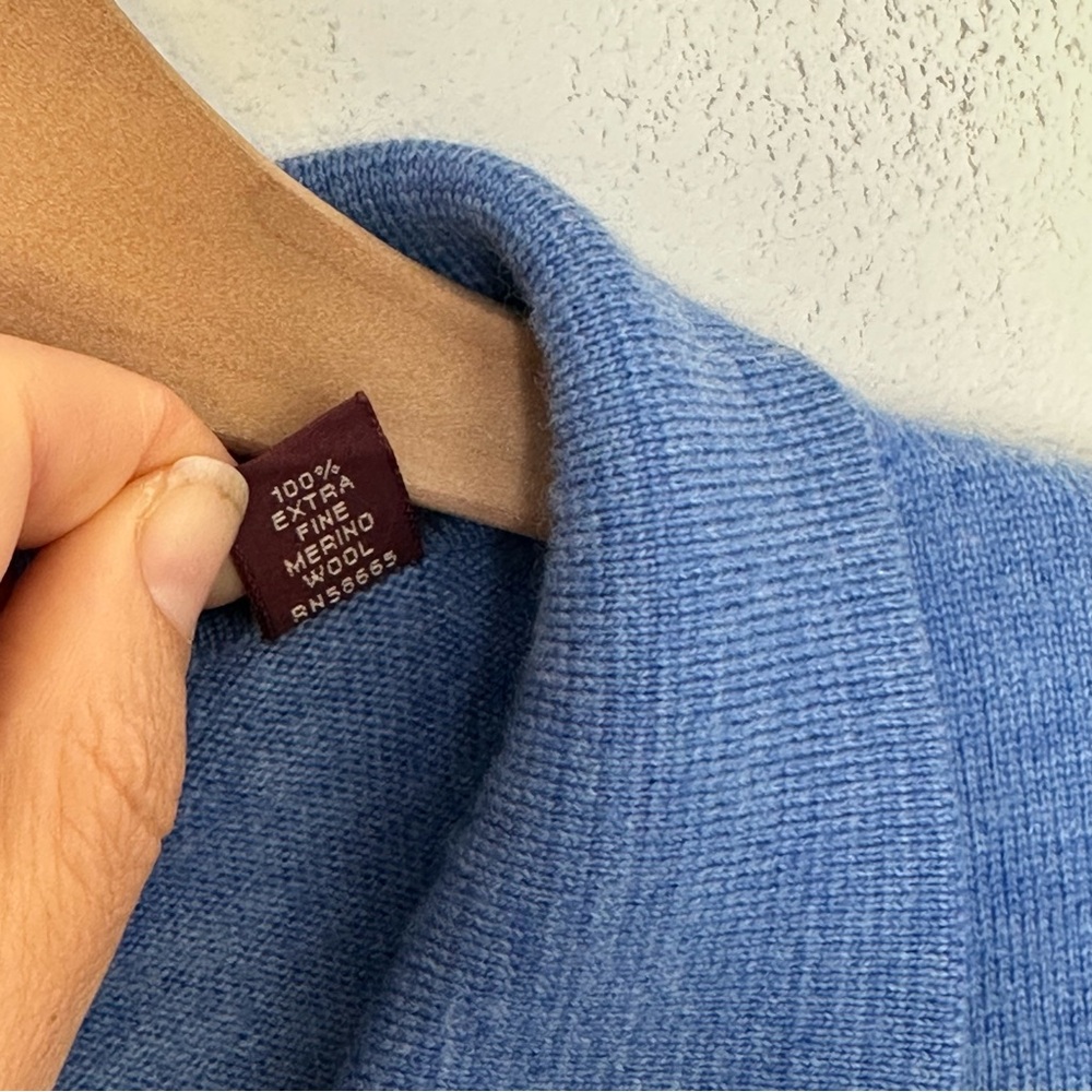 Vintage Nordstrom Polo Sweater 100% Merino Wool Made in Italy Sz XXL Tall Blue - Picture 8 of 12